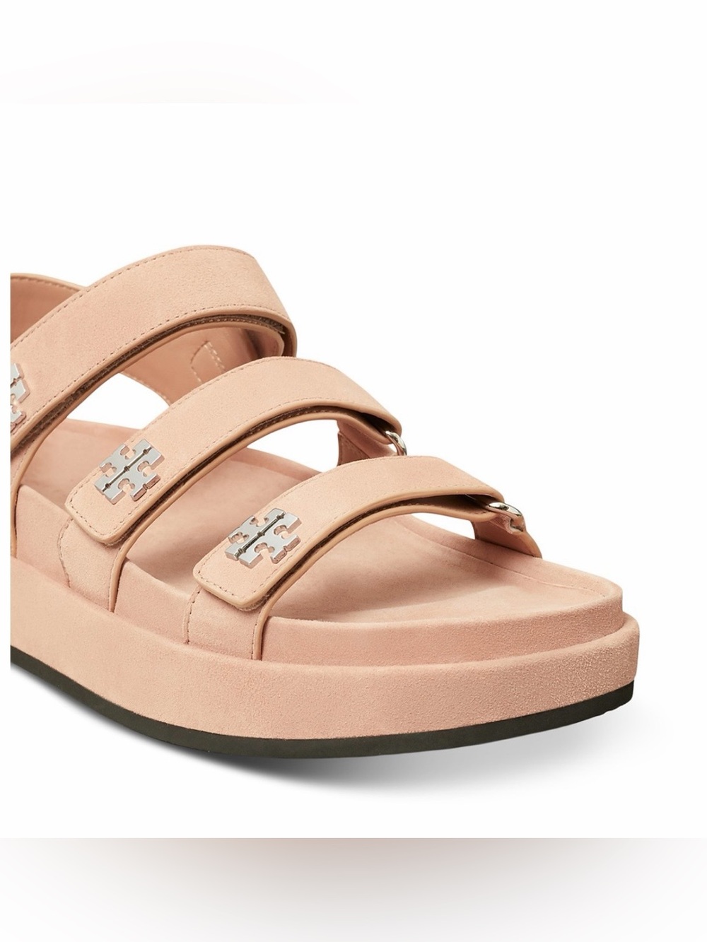 Tory Burch Kira Triple-Strap Sandals — Malva with Silver Logos - Picture 3 of 4
